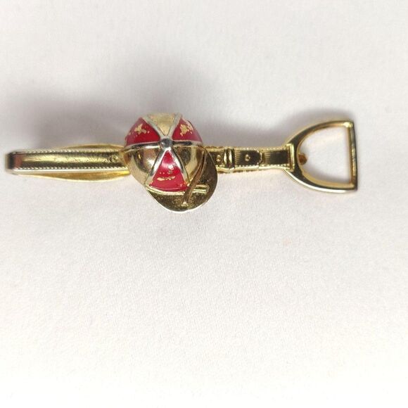 Vintage Hickok Jockey Hat Tie Bar Horse Racing Stirrup Goldtone 2.75" - Picture 2 of 6